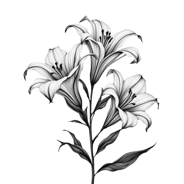 Funeral Flowers Direct logo, a hand-drawn white lily